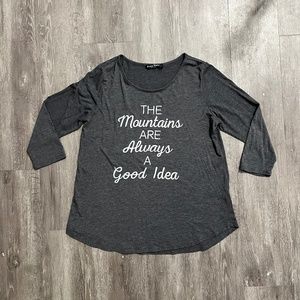 The Mountains Are Always A Good Idea 3/4 Sleeve | Super Soft Tee | Large